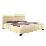 Lit capitonné Madeira Imitation cuir - Beige - 140 x 200cm - Sans sommier & matelas - Pas de tiroir de lit