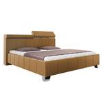 Lit capitonné Madeira Imitation cuir - Marron - 140 x 200cm - Sans sommier & matelas - Pas de tiroir de lit