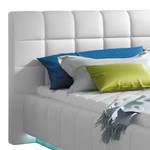 Letto imbottito Alaska I Incl. illuminazione - Similpelle - Bianco - Con contenitore - 1 contenitore