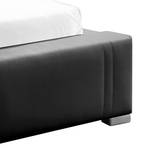 Lit rembourré Masetto Cuir synthétique - Noir - 160 x 200cm - Sans sommier & matelas - Sans matelas