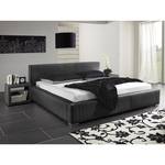 Lit rembourré Masetto Cuir synthétique - Noir - 160 x 200cm - Sans sommier & matelas - Sans matelas