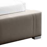 Lit rembourré Masetto Cuir synthétique - Taupe - 160 x 200cm - Sans sommier & matelas - Sans matelas