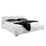 Lit rembourré Masetto Cuir synthétique - Blanc - 160 x 200cm - Sans sommier & matelas - Sans matelas