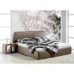 Lit capitonné Mio Cuir synthétique - Taupe - 160 x 200cm - Avec sommier à lattes & matelas - Matelas de mousse froide