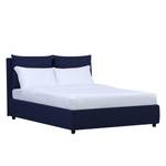 Lit rembourré avec coffre de lit Noemi Tissu Valona : Bleu foncé - 160 x 200cm