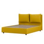 Lit rembourré avec coffre de lit Noemi Tissu Valona : Jaune moutarde - 180 x 200cm
