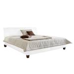 Lit capitonné Skye Cuir synthétique bordeaux - Blanc - 140 x 200cm - Sans sommier & matelas - Sans matelas