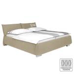 Lit capitonné Soft Pillow Tissu - Ecru - 160 x 200cm - Matelas à ressorts bombés ensachés - D3 medium