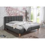 Lit capitonné Stensborg Tissu structuré - Anthracite - 180 x 200cm - Sans sommier & matelas