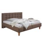 Letto imbottito Stensborg Tessuto strutturato - Marrone - 160 x 200cm - Con rete a doghe