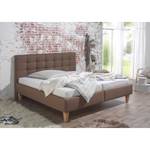 Letto imbottito Stensborg Tessuto strutturato - Marrone - 160 x 200cm - Con rete a doghe