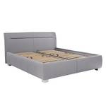 Gestoffeerd bed Tabea (echt leer) echt leer - Grijs - 160 x 200cm - Met lattenbodem & matras - H3 medium