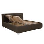 Gestoffeerd bed Tabea (echt leer) echt leer - Donkerbruin - 180 x 200cm - Met lattenbodem & matras - H3 medium