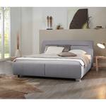 Gestoffeerd bed Tabea (echt leer) echt leer - Grijs - 180 x 200cm - Met lattenbodem & matras - H3 medium