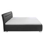 Lit capitonné Tabea Cuir véritable - Anthracite - 200 x 200cm - Avec sommier à lattes & matelas - D2 souple