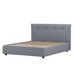 Gestoffeerd bed Tiberio (incl. opbergruimte- - Stof Valona: Zilverkleurig - 140 x 200cm