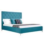 Gestoffeerd bed Tilia I geweven stof - Stof Naya: Turquoise - 140 x 200cm - T-vorm