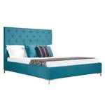 Gestoffeerd bed Tilia I geweven stof - Stof Naya: Turquoise - 160 x 200cm - T-vorm