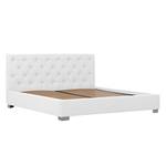 Gestoffeerd bed Tilia II echt leer - Leer Arik: Wit - 140 x 200cm - Cilinder