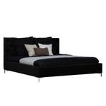 Lit rembourré Tilia II Cuir véritable - Cuir Arik : Noir - 160 x 200cm - Forme en T