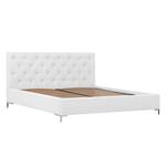 Gestoffeerd bed Tilia II echt leer - Leer Arik: Wit - 180 x 200cm - T-vorm