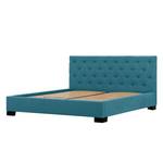 Gestoffeerd bed Tilia II geweven stof - Stof Naya: Turquoise - 140 x 200cm - Hoekig