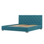 Gestoffeerd bed Tilia II geweven stof - Stof Naya: Turquoise - 140 x 200cm - Cilinder