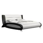 Gestoffeerd bed Toccoa wit kunstleer/zwart - 140 x 200cm
