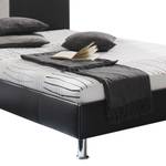 Lit capitonné Umea Imitation cuir - Noir - 140 x 200cm - Matelas boxspring