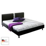 Lit capitonné Umea Imitation cuir - Noir - 180 x 200cm - Matelas boxspring