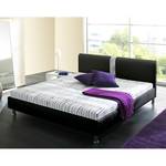 Lit capitonné Umea Imitation cuir - Noir - 180 x 200cm - Matelas boxspring