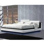 Gestoffeerd bed Janice incl. LED-verlichting - zwart/wit kunstleer