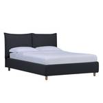 Gestoffeerd bed Versa I Stof Valona: Antraciet - 140 x 200cm - 1 opbergruimte - Lichtbruin