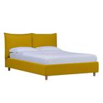 Gestoffeerd bed Versa I Stof Valona: Mosterdgeel - 140 x 200cm - 1 opbergruimte - Lichtbruin