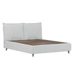 Gestoffeerd bed Versa I Stof Valona: Crèmekleurig - 90 x 200cm - 1 opbergruimte - Grijs