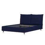 Gestoffeerd bed Versa I Stof Valona: Donkerblauw - 90 x 200cm - Geen opbergruimte - Grijs