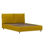 Gestoffeerd bed Versa II Stof Valona: Mosterdgeel - 140 x 200cm - 1 opbergruimte - Grijs