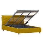 Gestoffeerd bed Versa II Stof Valona: Mosterdgeel - 140 x 200cm - 1 opbergruimte - Grijs