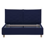 Polsterbett Versa II Stoff Valona: Dunkelblau - 160 x 200cm - 1 Bettkasten - Hellbraun