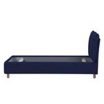 Polsterbett Versa II Stoff Valona: Dunkelblau - 180 x 200cm - Kein Bettkasten - Hellbraun