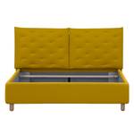 Lit rembourré Versa II Tissu Valona : Jaune moutarde - 180 x 200cm - 1 tiroir de lit - Marron clair