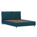 Gestoffeerd bed Versa II Stof Valona: Petrolblauw - 90 x 200cm - 1 opbergruimte - Grijs