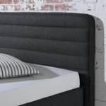 Lit capitonné Vitaby Tissu structuré Anthracite - 100 x 200cm - Avec sommier à lattes