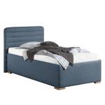 Lit capitonné Vitaby Tissu structuré Bleu jean - 100 x 200cm - Sans sommier & matelas