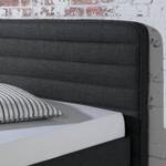 Lit capitonné Vitaby Tissu structuré Anthracite - 140 x 200cm - Avec sommier à lattes