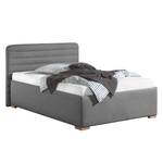 Lit capitonné Vitaby Tissu structuré Gris - 140 x 200cm - Sans sommier & matelas