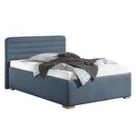 Gestoffeerd bed Vitaby structuurstof Jeansblauw - 140 x 200cm - Met lattenbodem