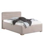 Lit capitonné Vitaby Tissu structuré Granit - 140 x 200cm - Sans sommier & matelas