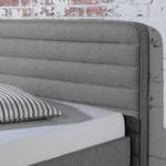 Lit capitonné Vitaby Tissu structuré Gris - 180 x 200cm - Sans sommier & matelas