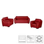 Bankenset Alzira (3-zitsbank, 2-zitsbank en fauteuil) - rood echt leer